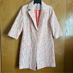 Moiselle size 6 cream pink and neon orange longline blazer